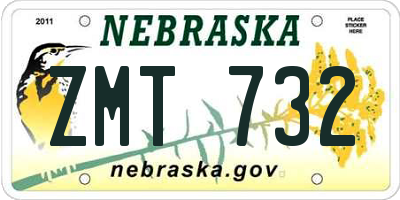 NE license plate ZMT732