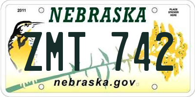 NE license plate ZMT742