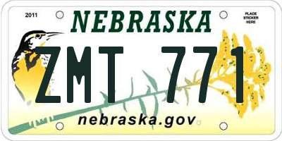 NE license plate ZMT771