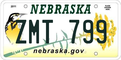 NE license plate ZMT799