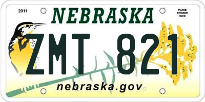 NE license plate ZMT821