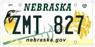 NE license plate ZMT827