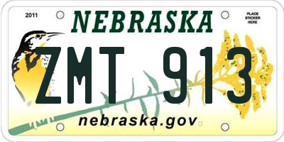 NE license plate ZMT913