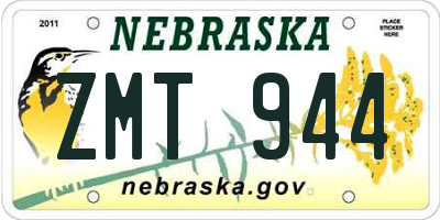 NE license plate ZMT944