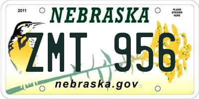 NE license plate ZMT956
