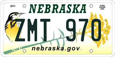 NE license plate ZMT970