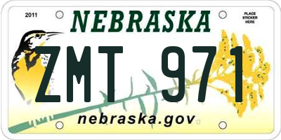 NE license plate ZMT971