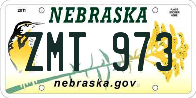 NE license plate ZMT973