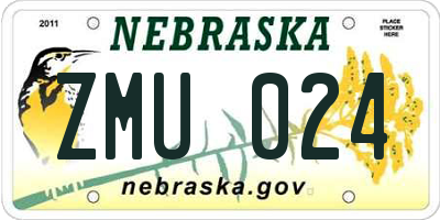 NE license plate ZMU024