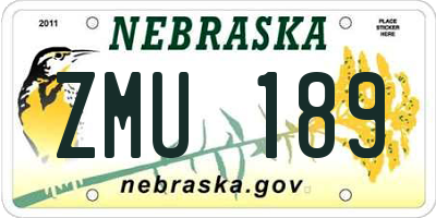 NE license plate ZMU189