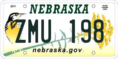 NE license plate ZMU198