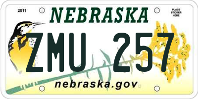 NE license plate ZMU257