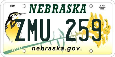 NE license plate ZMU259