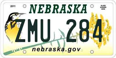 NE license plate ZMU284