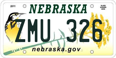 NE license plate ZMU326