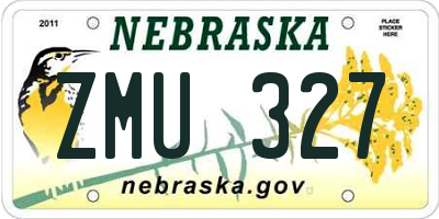 NE license plate ZMU327