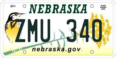 NE license plate ZMU340