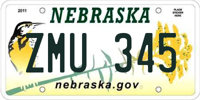 NE license plate ZMU345