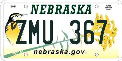NE license plate ZMU367