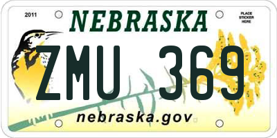 NE license plate ZMU369