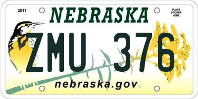 NE license plate ZMU376