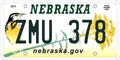 NE license plate ZMU378