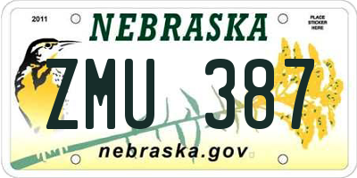 NE license plate ZMU387