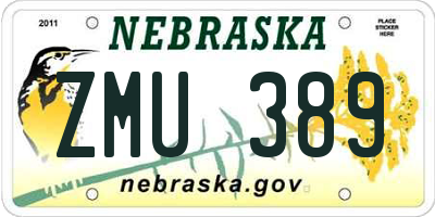 NE license plate ZMU389