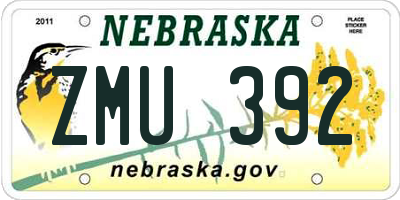 NE license plate ZMU392