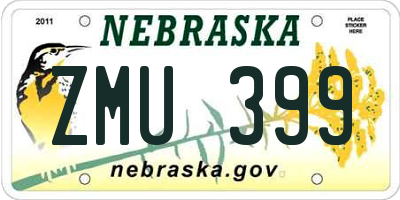 NE license plate ZMU399