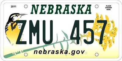 NE license plate ZMU457
