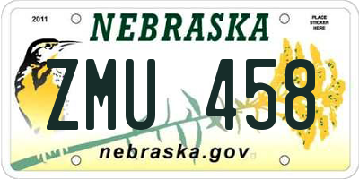 NE license plate ZMU458
