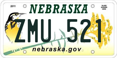 NE license plate ZMU521