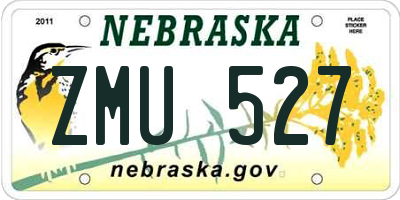 NE license plate ZMU527