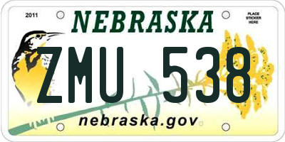 NE license plate ZMU538