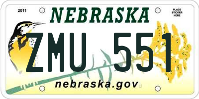 NE license plate ZMU551