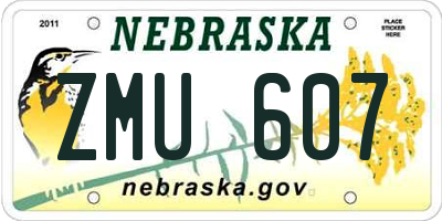 NE license plate ZMU607