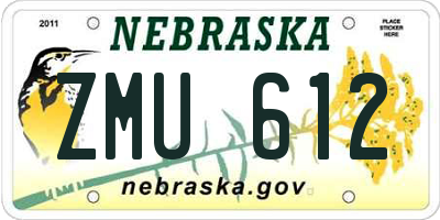 NE license plate ZMU612