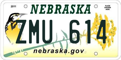 NE license plate ZMU614