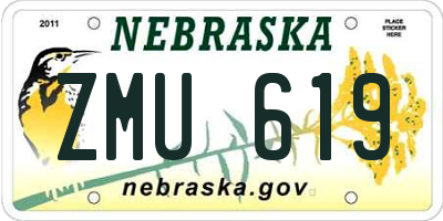 NE license plate ZMU619