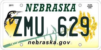 NE license plate ZMU629