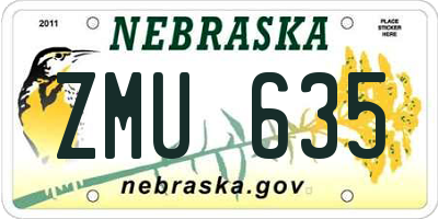 NE license plate ZMU635