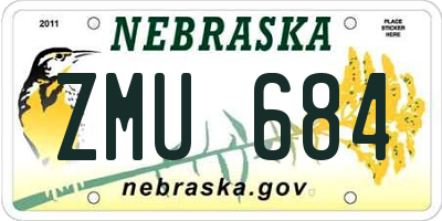 NE license plate ZMU684