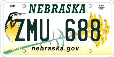 NE license plate ZMU688