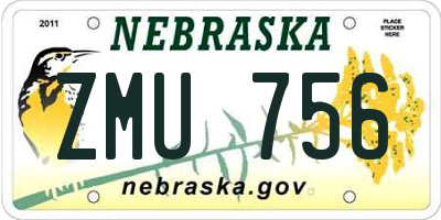 NE license plate ZMU756