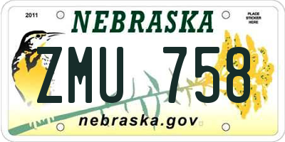 NE license plate ZMU758