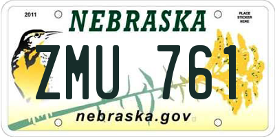 NE license plate ZMU761