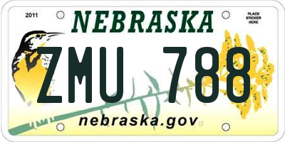 NE license plate ZMU788