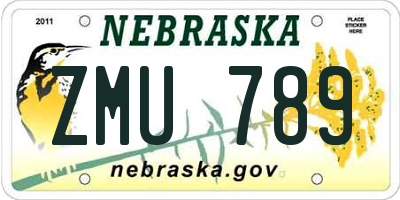 NE license plate ZMU789