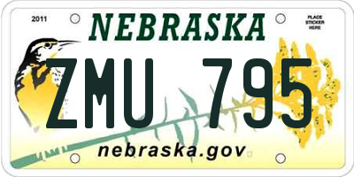 NE license plate ZMU795